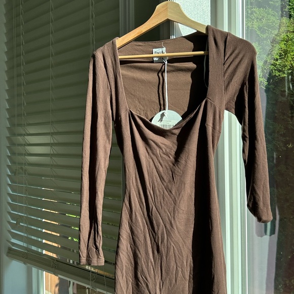 NEW princess polly long sleeve NOLAN MINI DRESS BROWN - Picture 3 of 10
